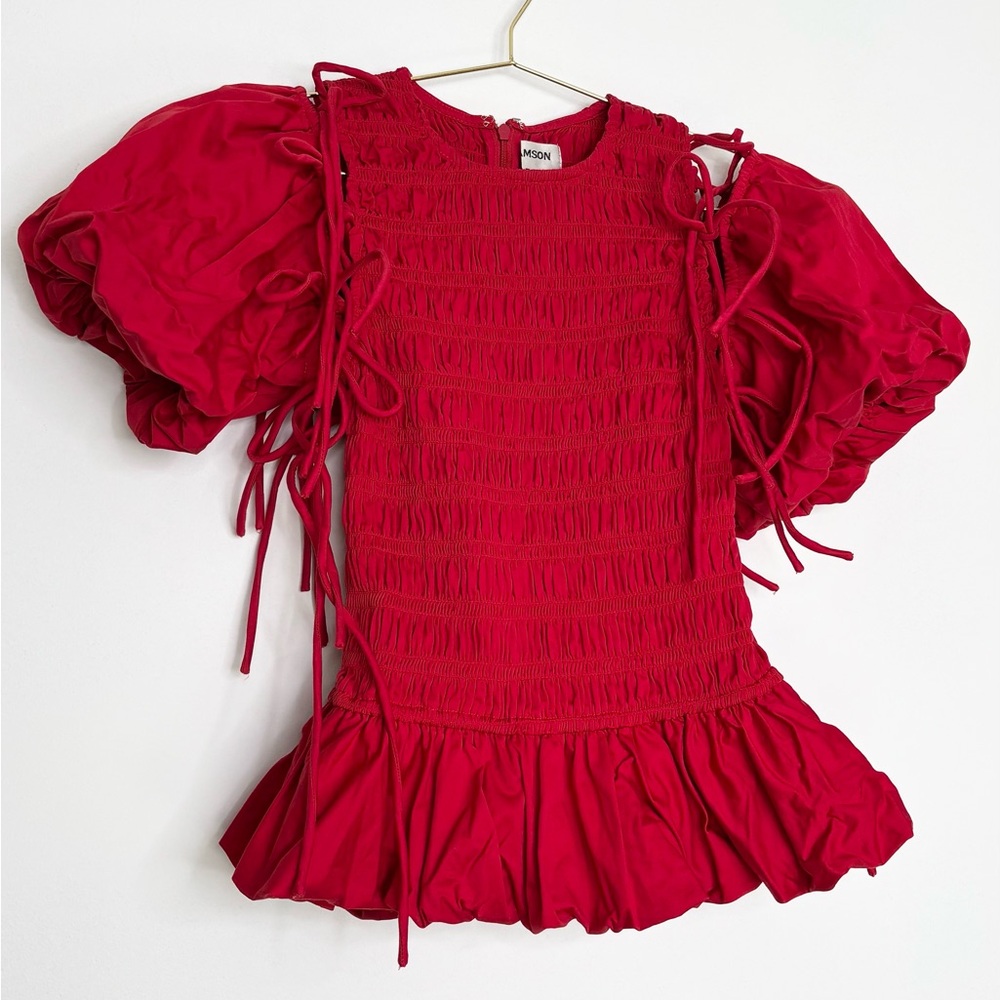 Damson Madder Becca Multi Way Blouse Cherry Red Organic Cotton Size 4 Size 8 UK - Picture 12 of 16
